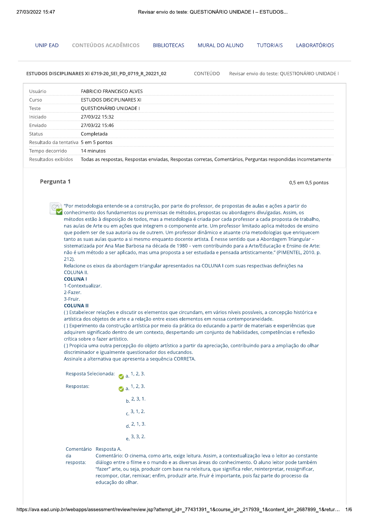 Prova Estudo Diciplinares Xi Estudos Disciplinares Ii Question Rio