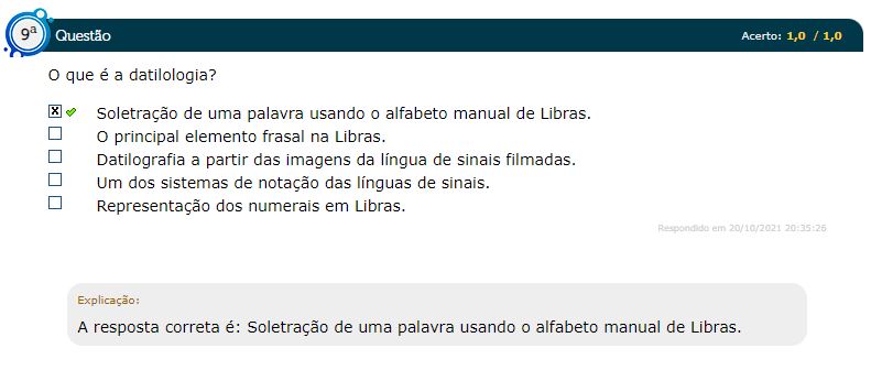 2 Ciclo do Simulado AV GABARITO 2021 Tópicos em Libras Surdez e