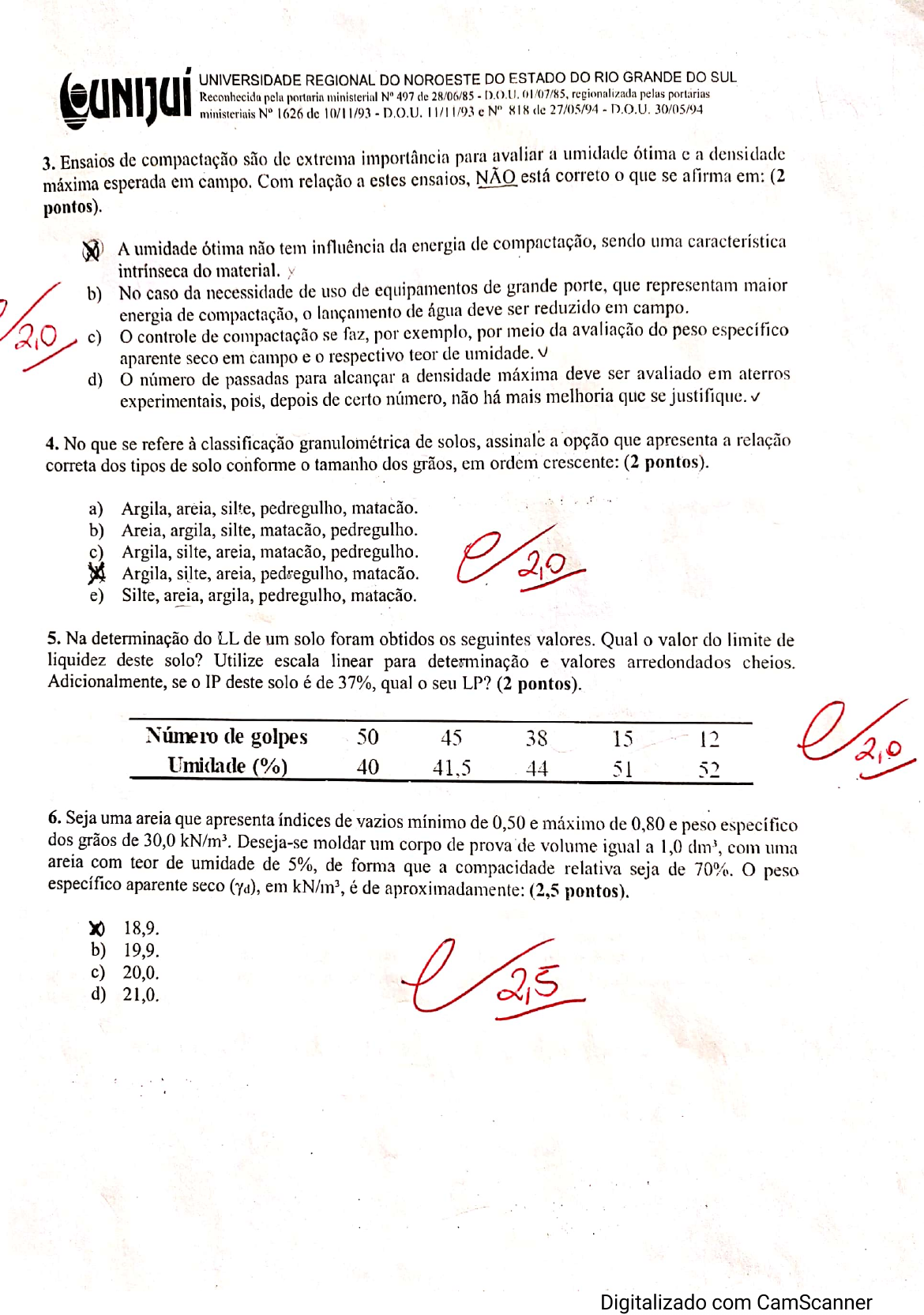 Prova Solos Mec Nica Dos Solos I