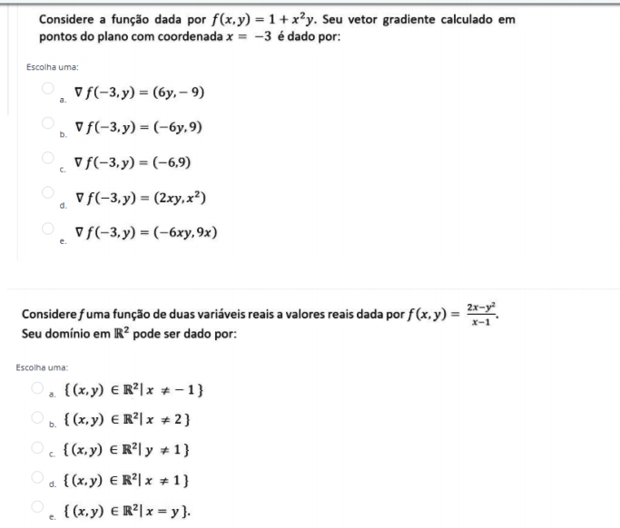 Questões Calculo 2 Cálculo II