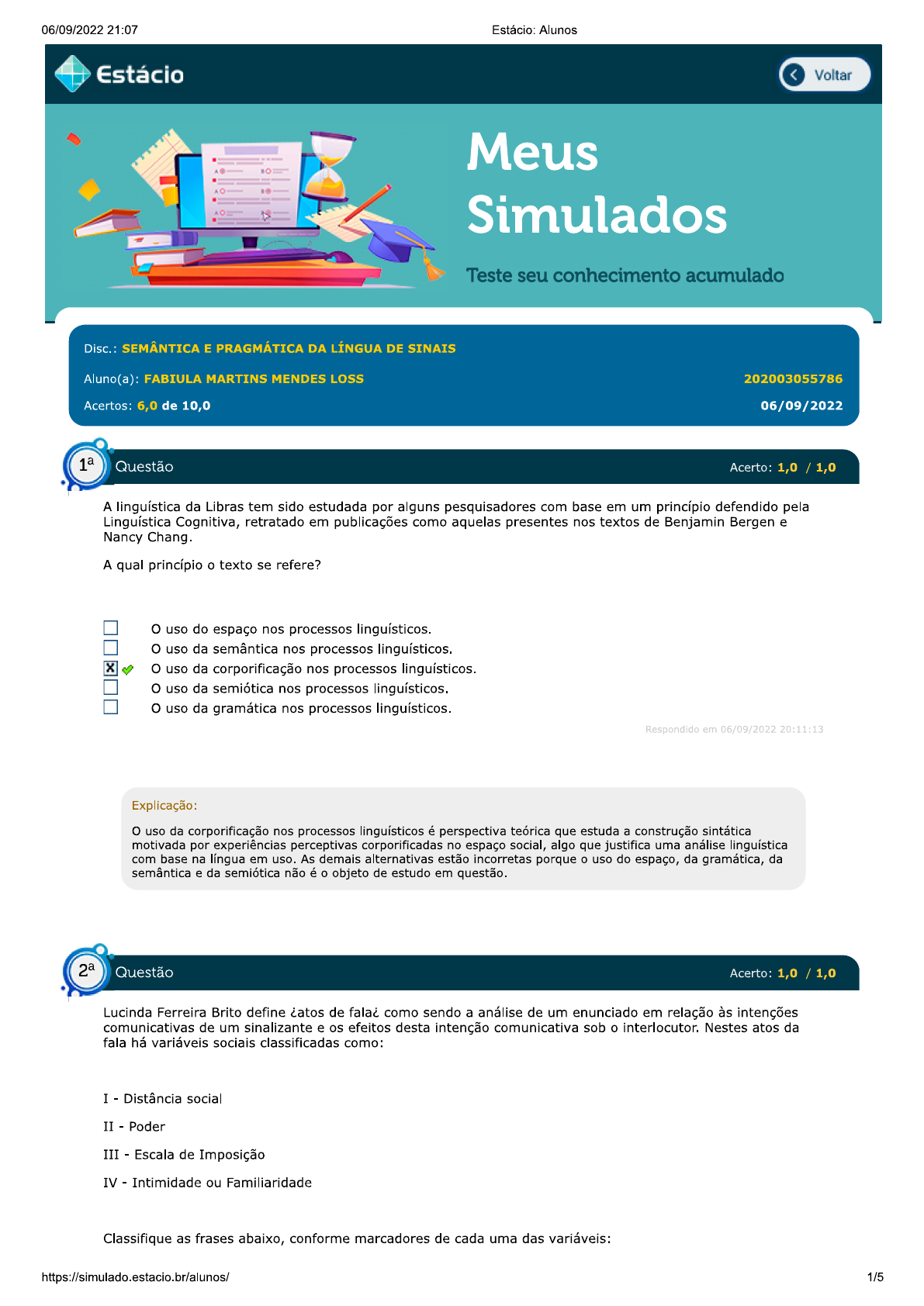 SIMULADO SEMANTICA E PRAGMÁTICA Libras