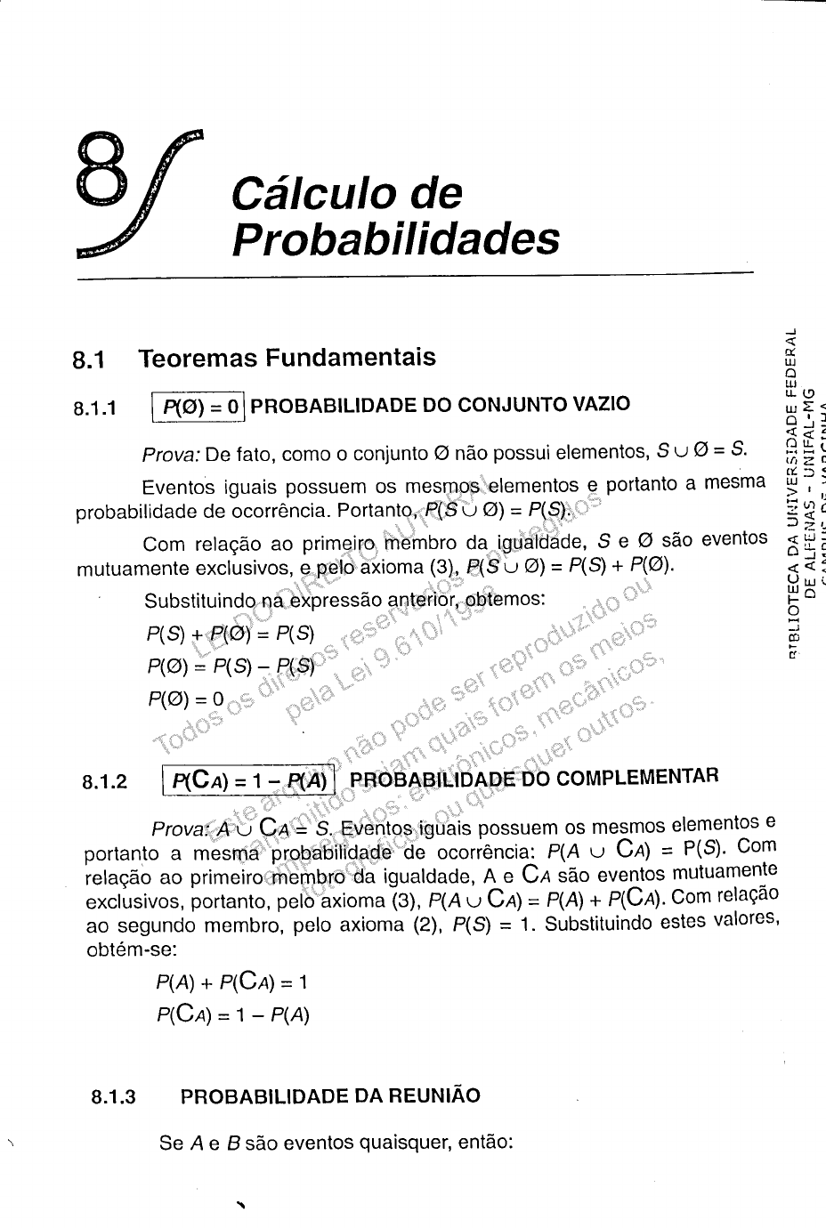 Cap 8 Cálculo de Probabilidades Estatística I