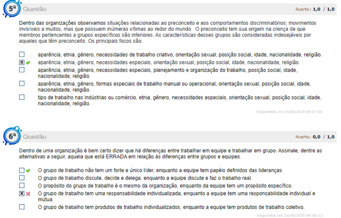 Comportamento Organizacional AP Simulado Comportamento Organizacional