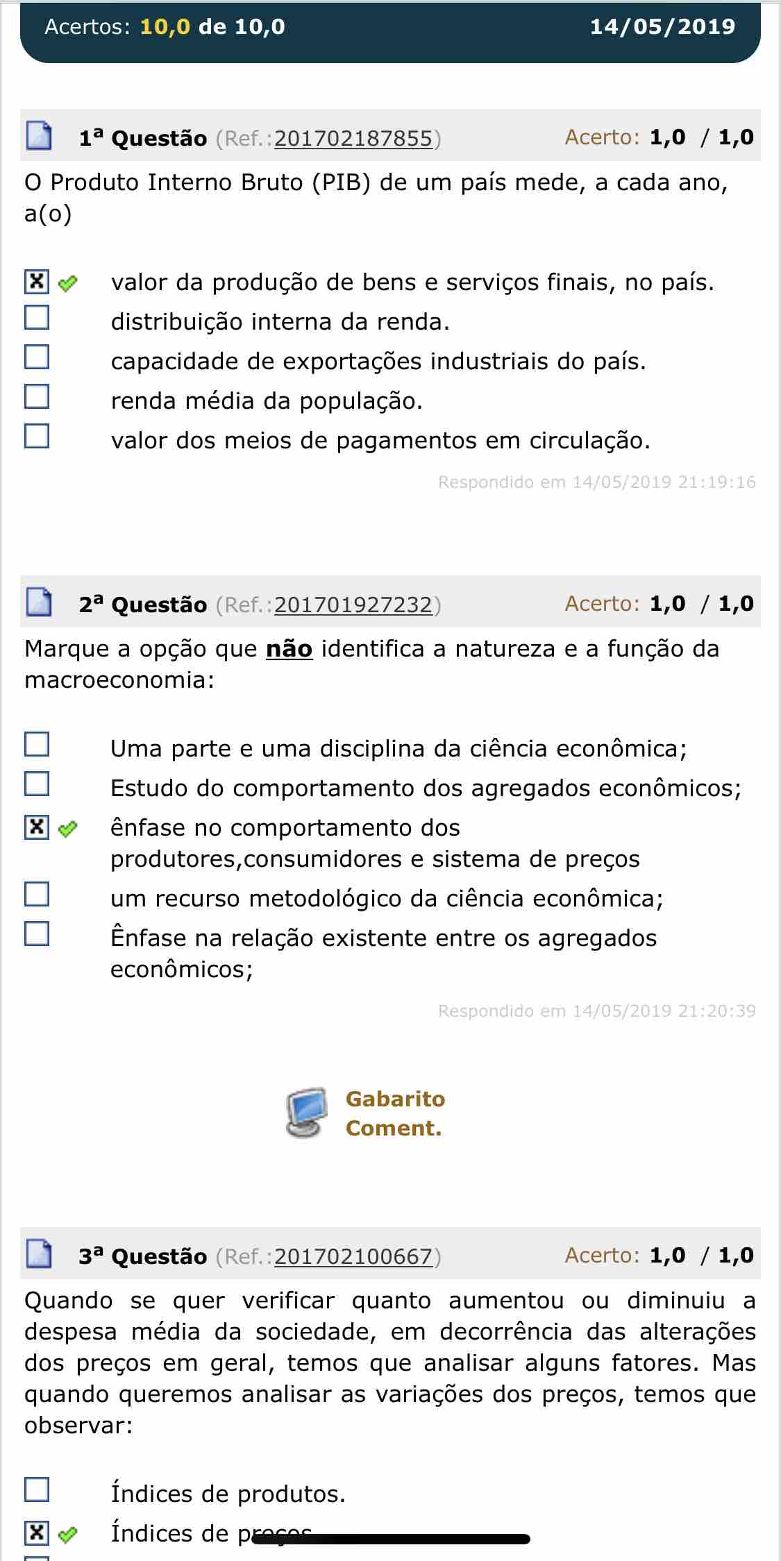 avaliando aprendizado macroeconômia Macroeconomia I