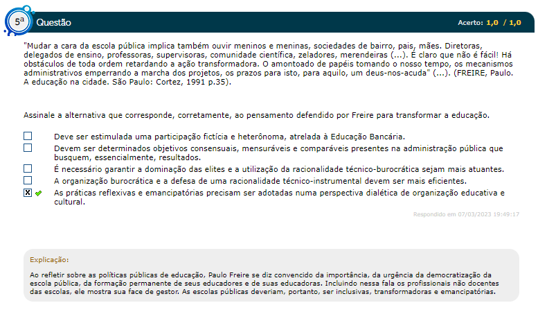 1 Ciclo Do Simulado AV GABARITO 2023 1 EAD Fundamentos Da