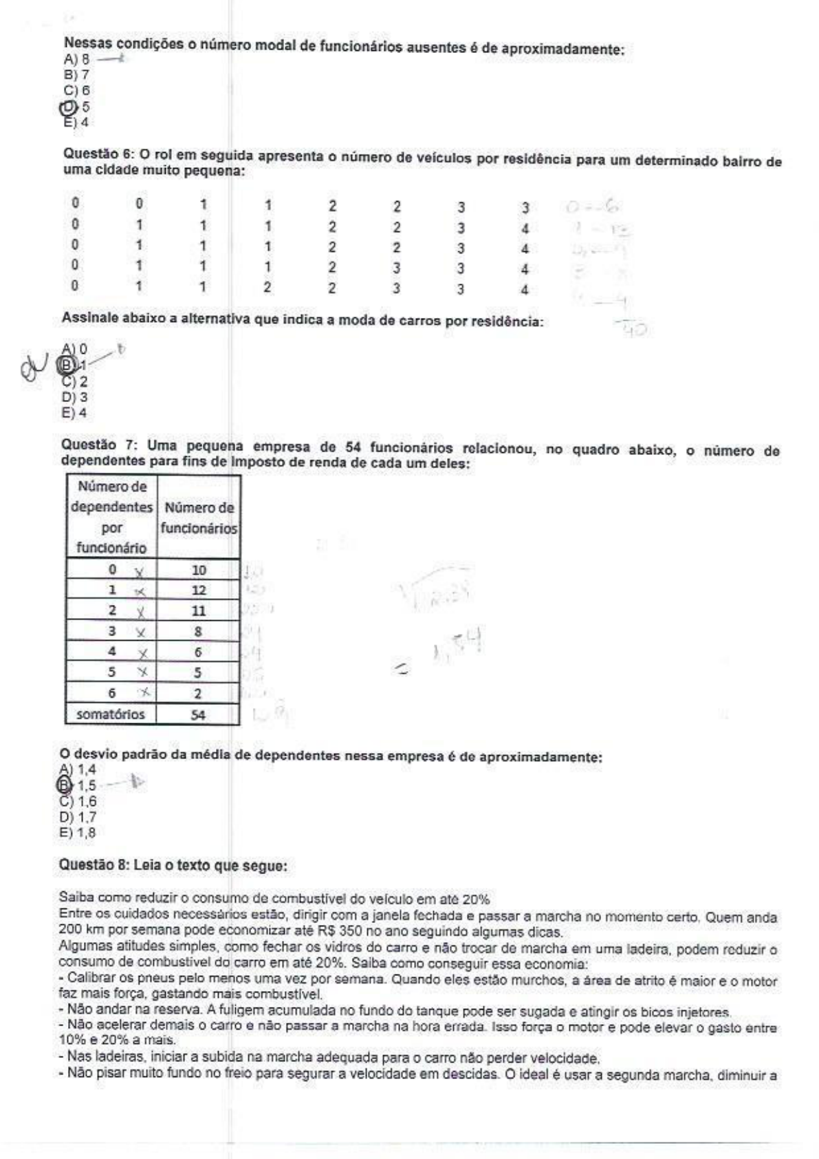 Prova Estatística Unip Estatística I