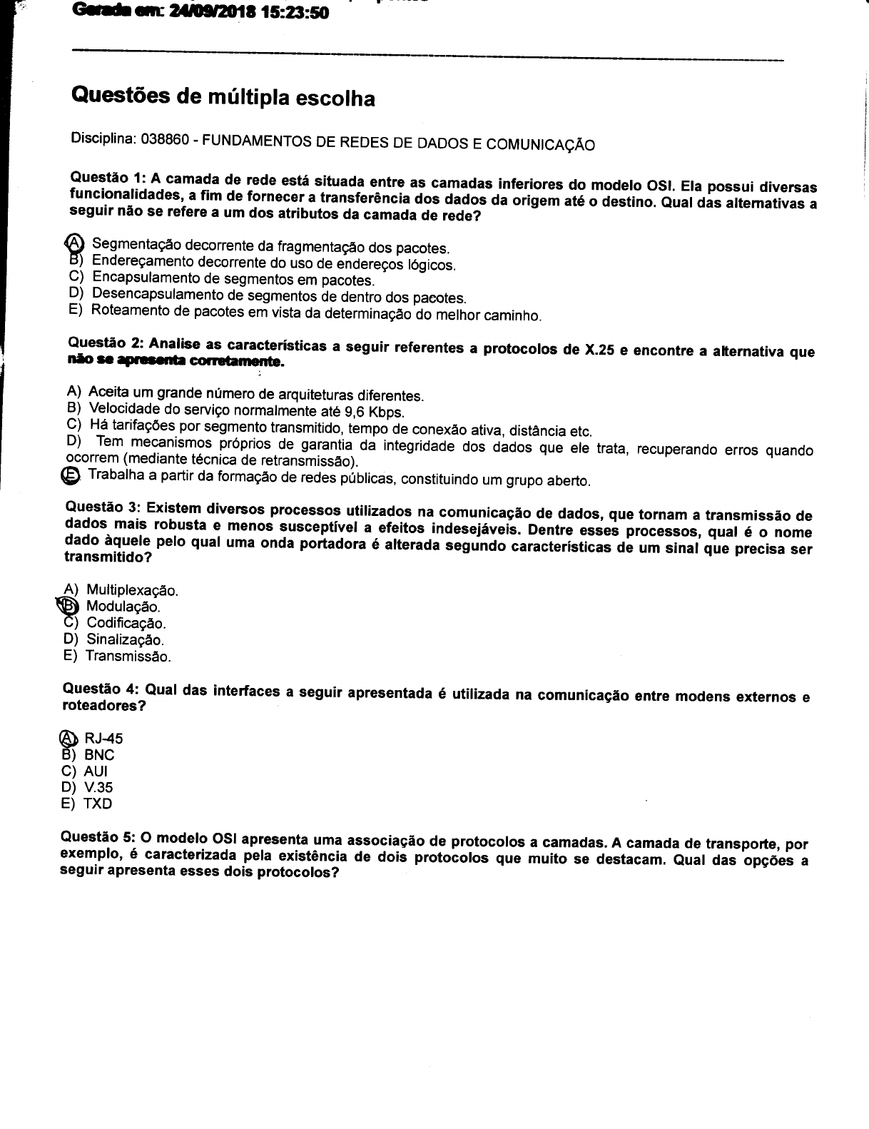 Prova De Tica E Redes De Comunica O Unip Ead Fundamentos De Redes