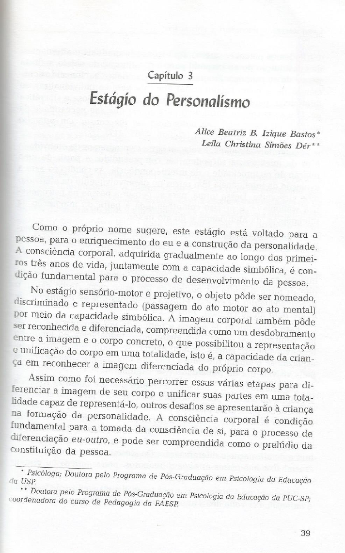 Wallon TEXTO Estágio Personalismo Psicologia da Aprendizagem