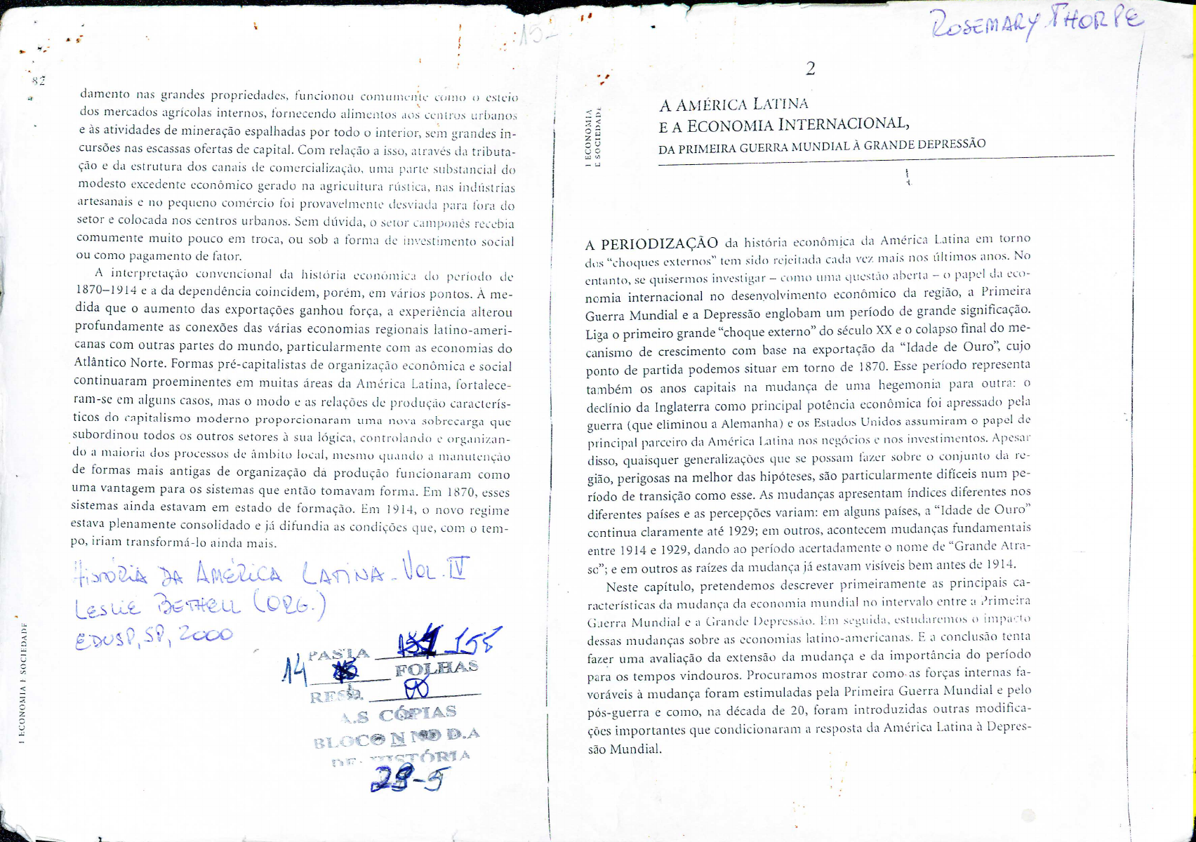 THORPP Rosemary A América Latina e a Economia Internacional da