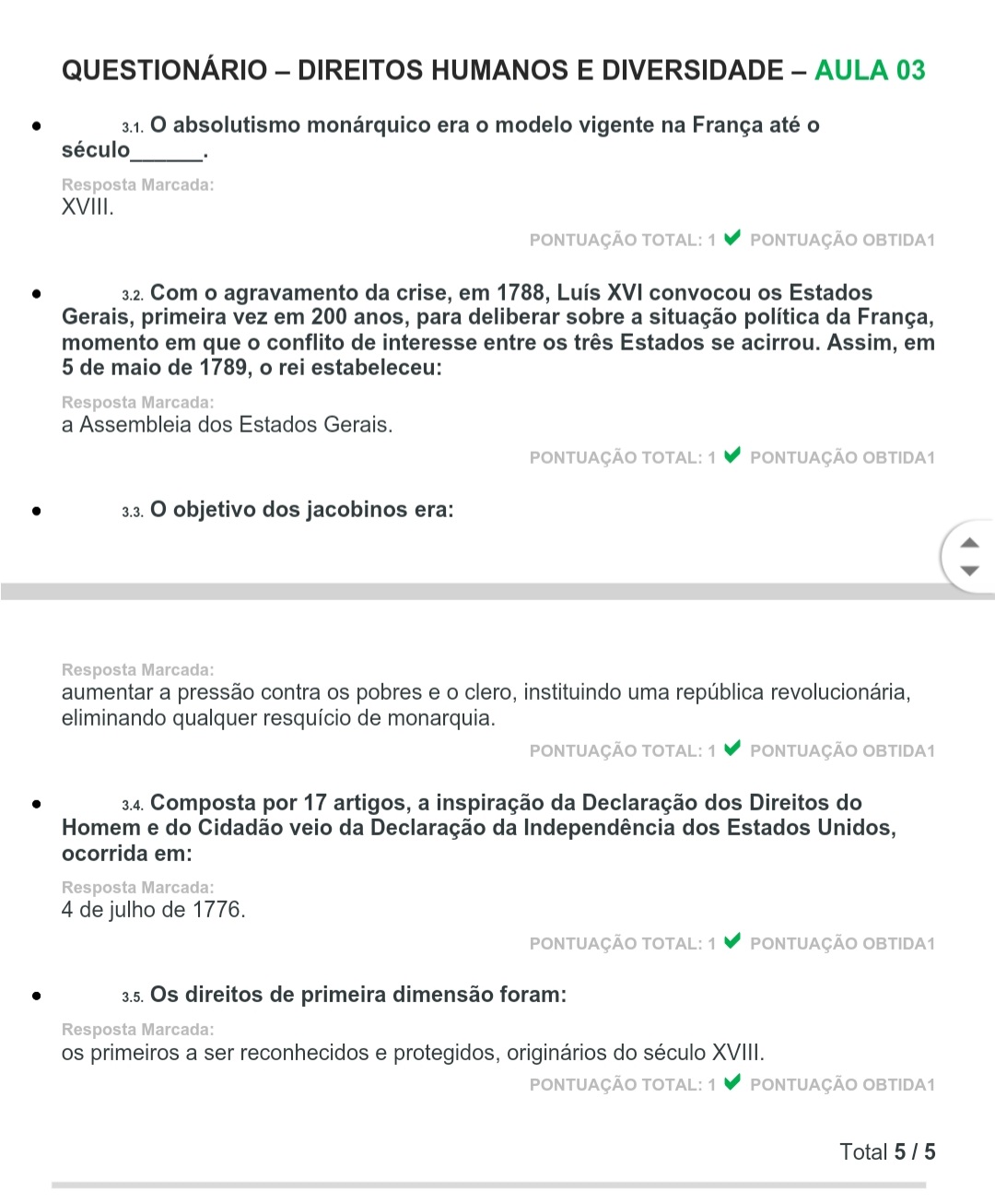 Questionario Direitos Humanos E Diversidade Pedagogia