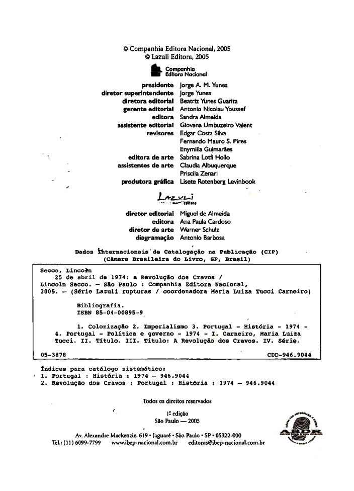 SECCO Lincoln 25 de Abril de 1974 A Revolução dos Cravos Hist