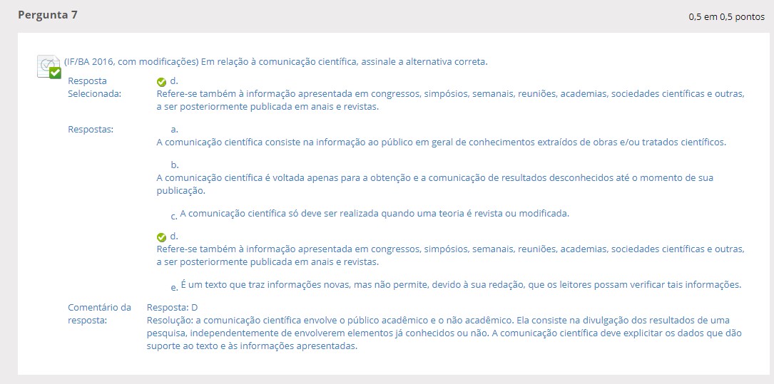 Questionário II Pergunta 7 Métodos de Pesquisa Metódos de