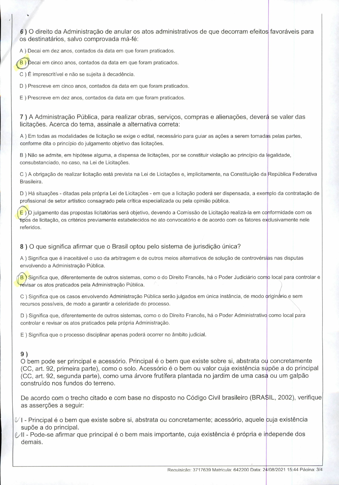 Prova Presencial No Es Gerais De Direito No Es Gerais De Direito