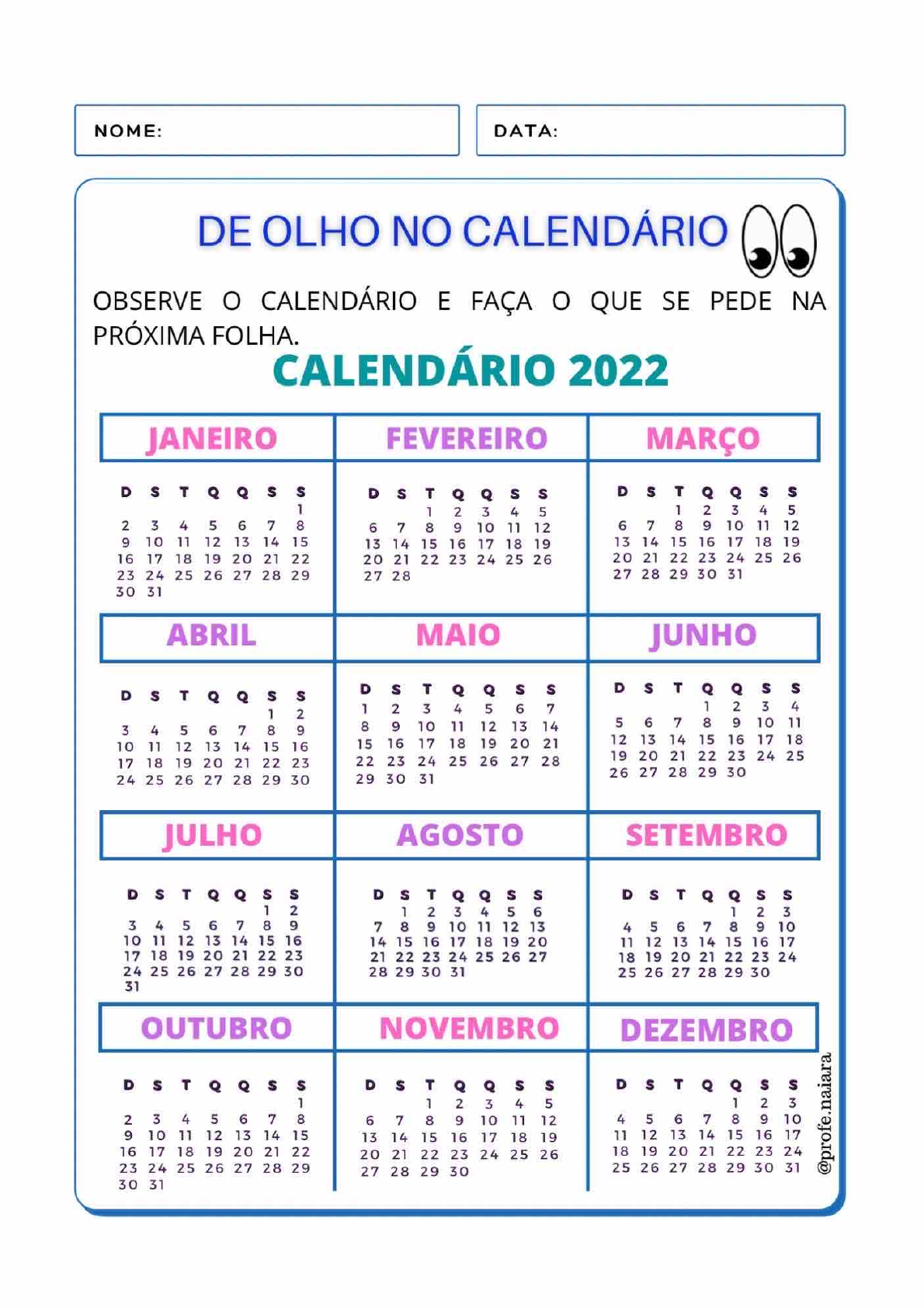 Calendario Meses E Dias Da Semana Alfabetiza O E Letramento