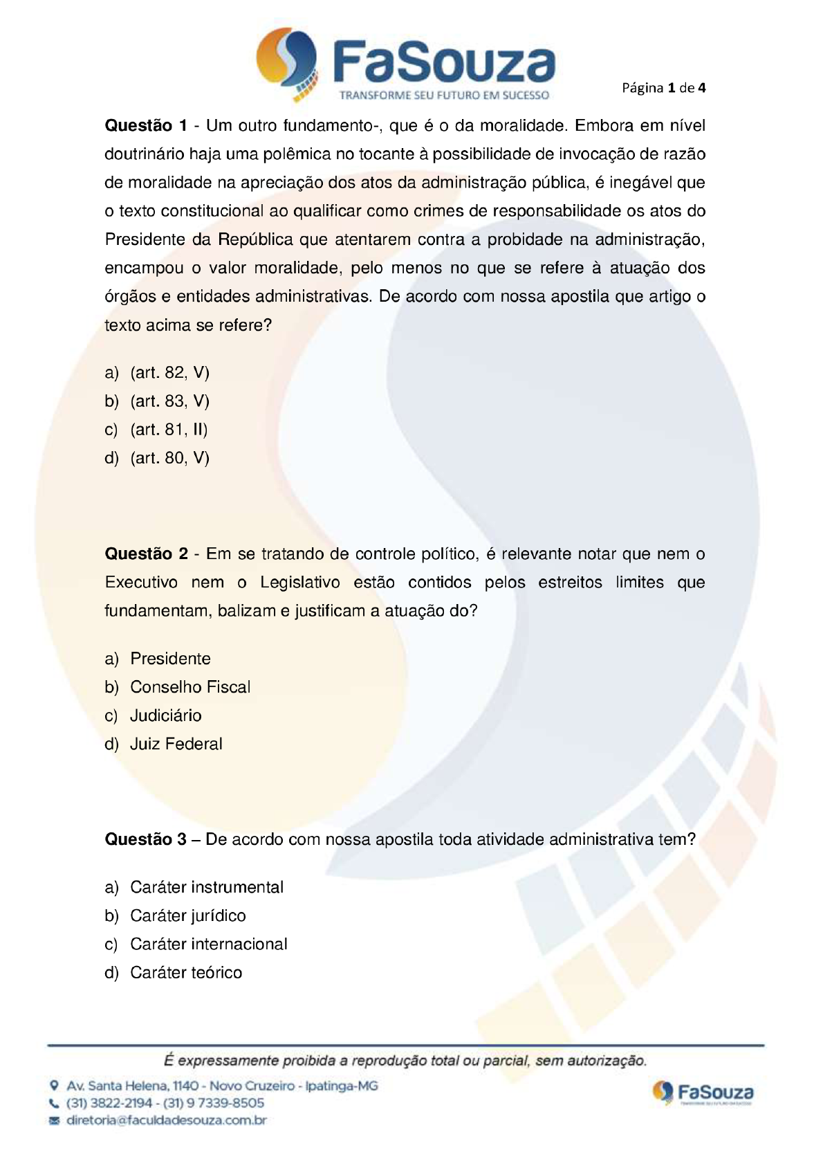 Administração Pública Direta e indireta Avaliação Final Direito