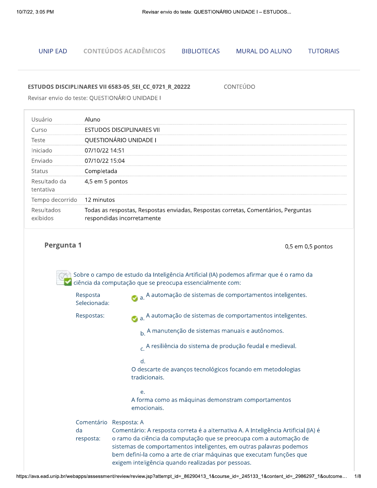 Estudos Disciplinares Vii Questionario Unidade I Estudos