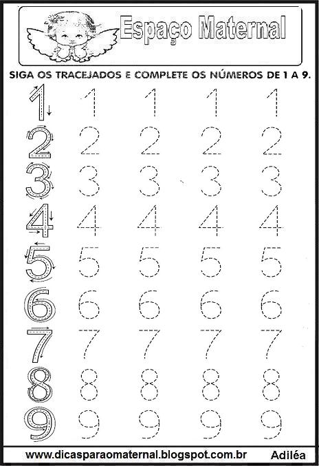 Atividades Pontilhados Numerais Imprimir Colorir Pedagogia