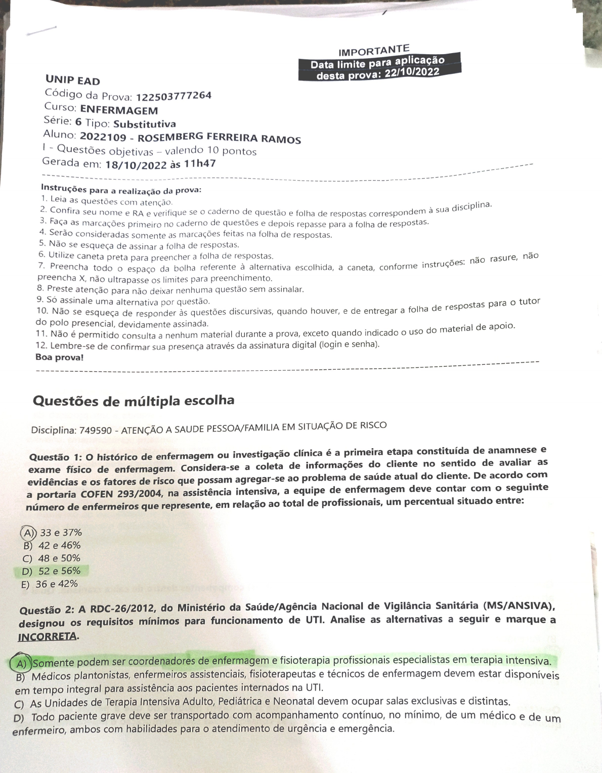 Aten O A Sa De Pessoa Fam Lia Em Situa O De Risco