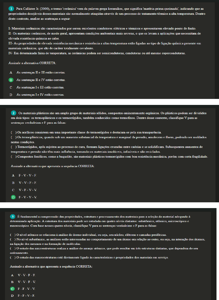 Gabarito Prova 01 Práticas Materiais e Tratamento Térmico Tratamentos