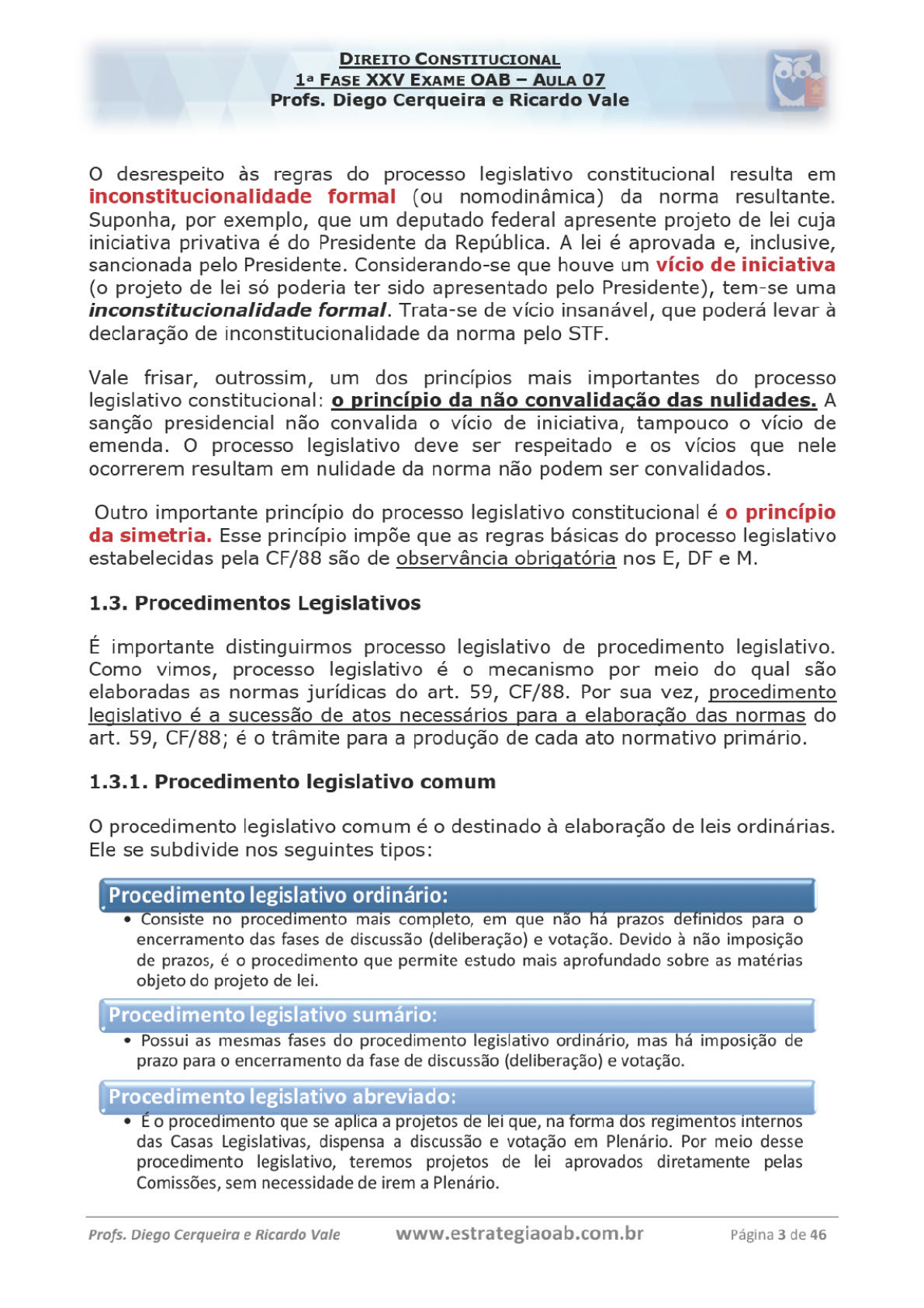 Direito Constitucional Aula Processo Legislativo Direito