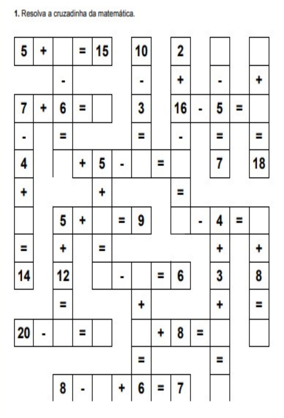 Cruzadinha Matematica Adi Ao Subtra Ao Matem Tica Transforme Sua