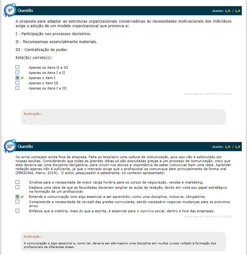 SIMULADO COMPORTAMENTO ORGANIZACIONAL PG 5 Comportamento Organizacional