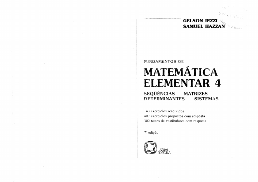 Fundamentos Da Matem Tica Elementar Sequencias Matrizes