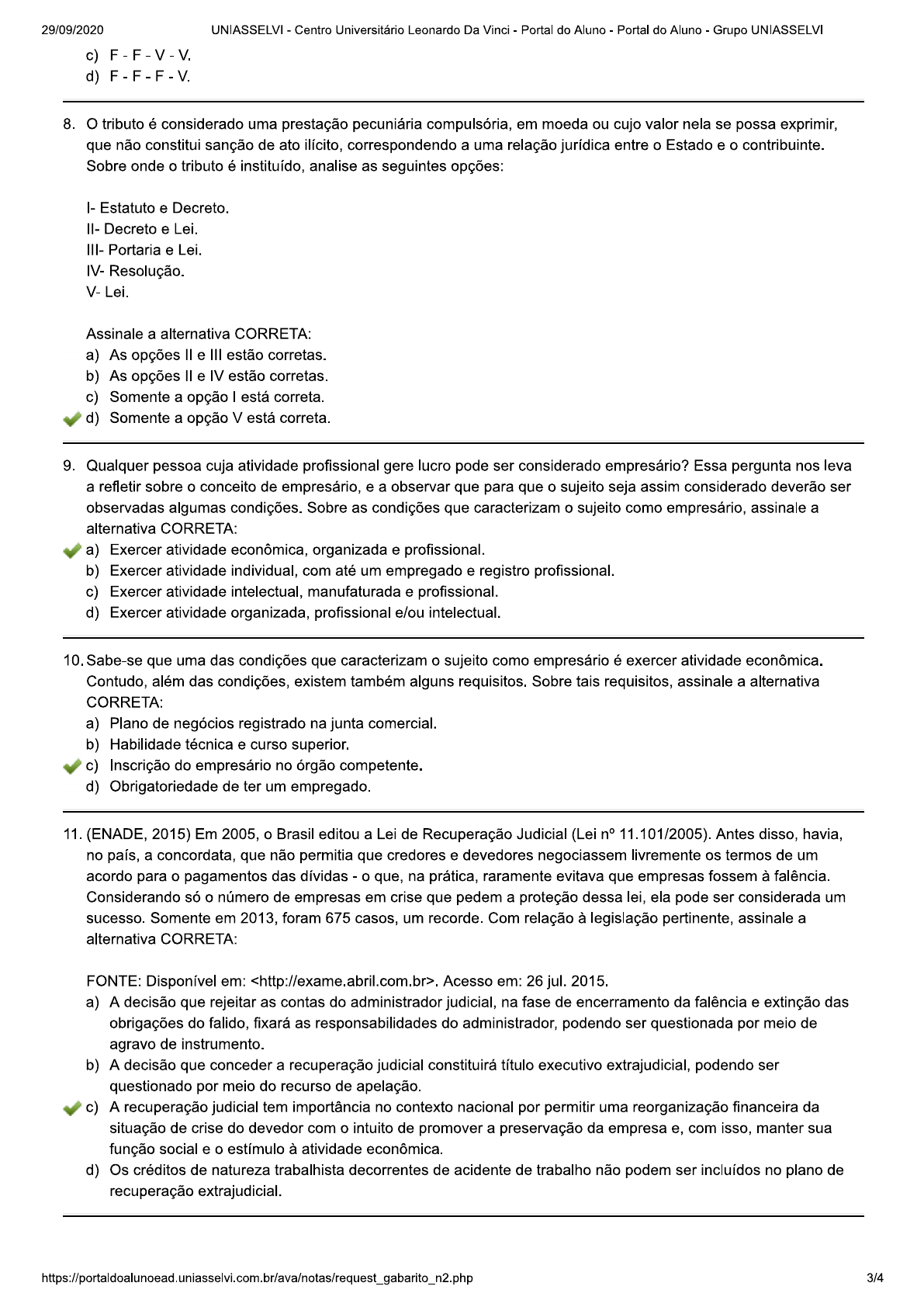 Direito Tribut Rio E Empresarial Avalia O Final Objetiva Gabarito