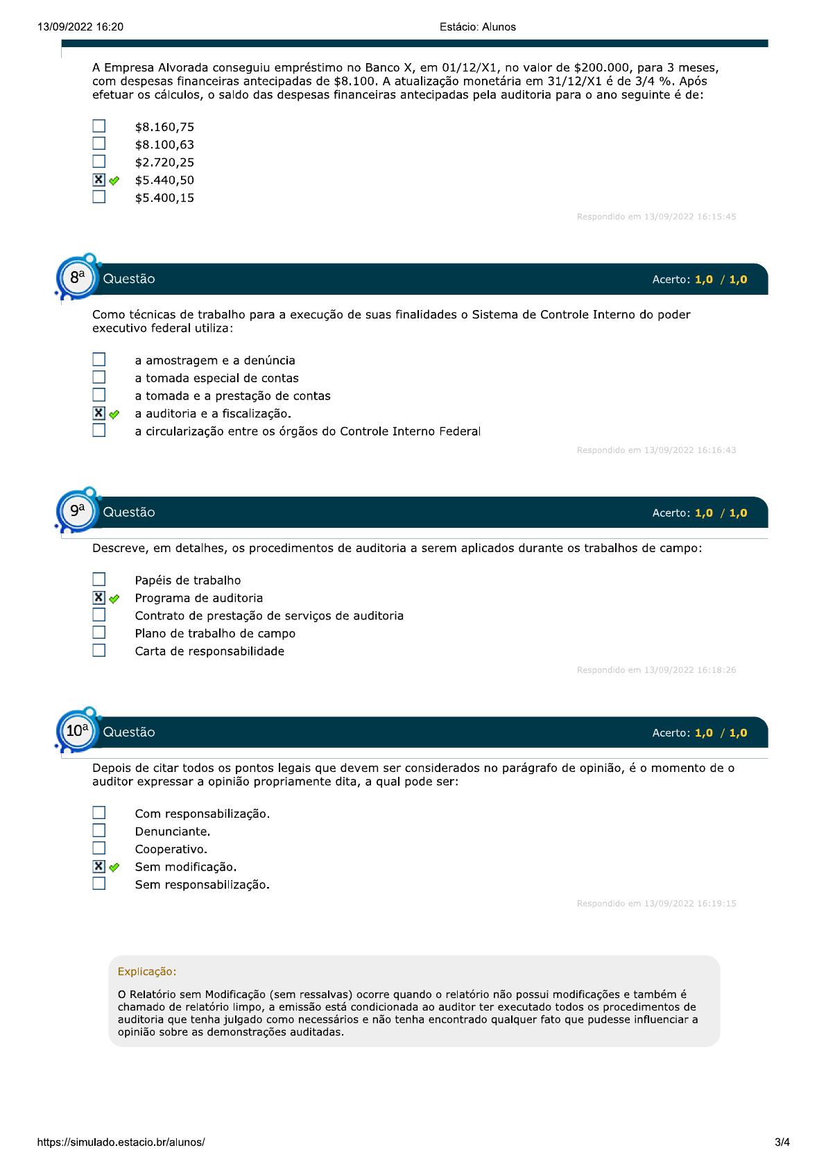 Simulado Auditoria Cont Bil Operacional Auditoria Cont Bil E Operacional