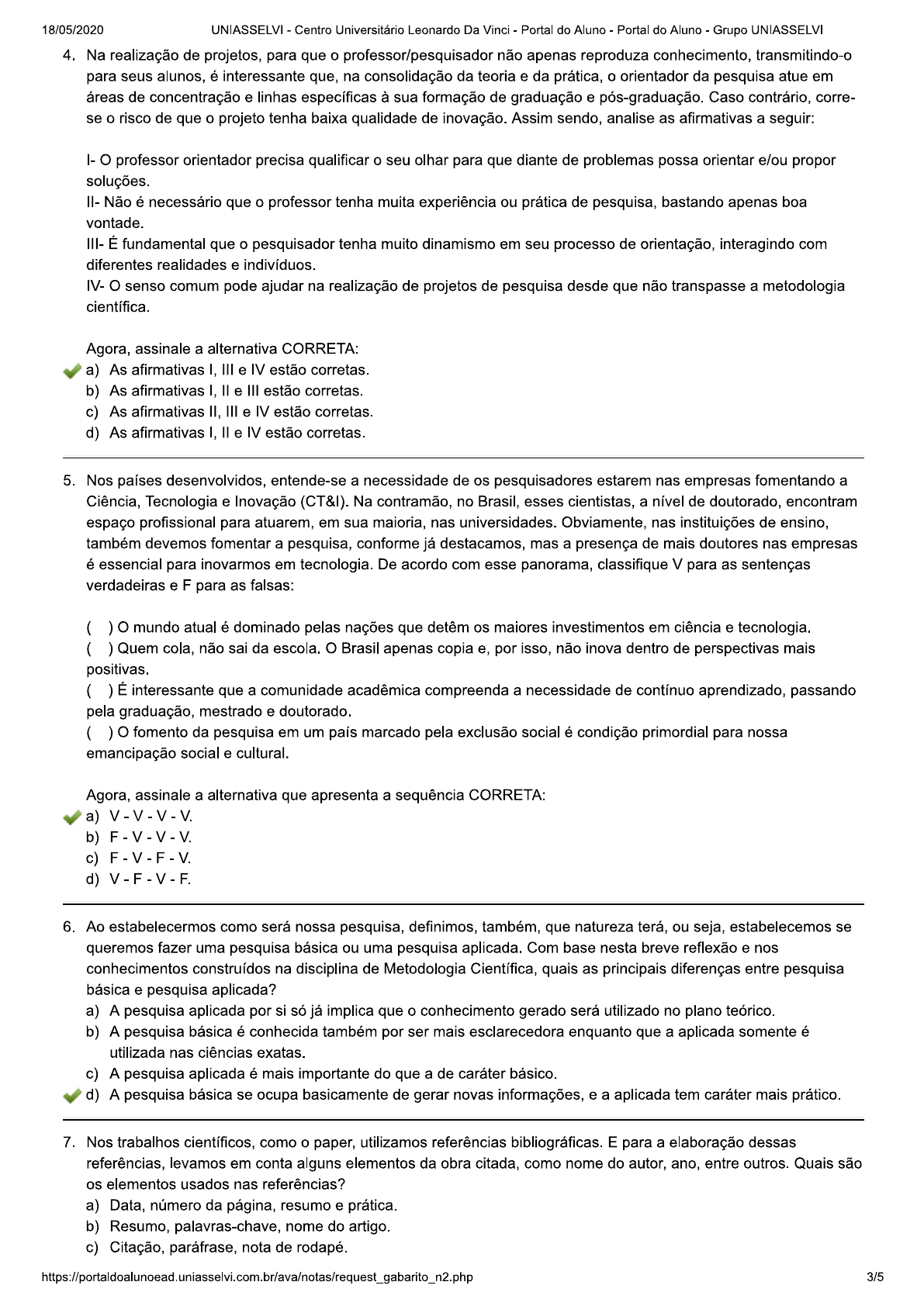 Metodologia cientifica Avaliação Final Objetiva Metodologia