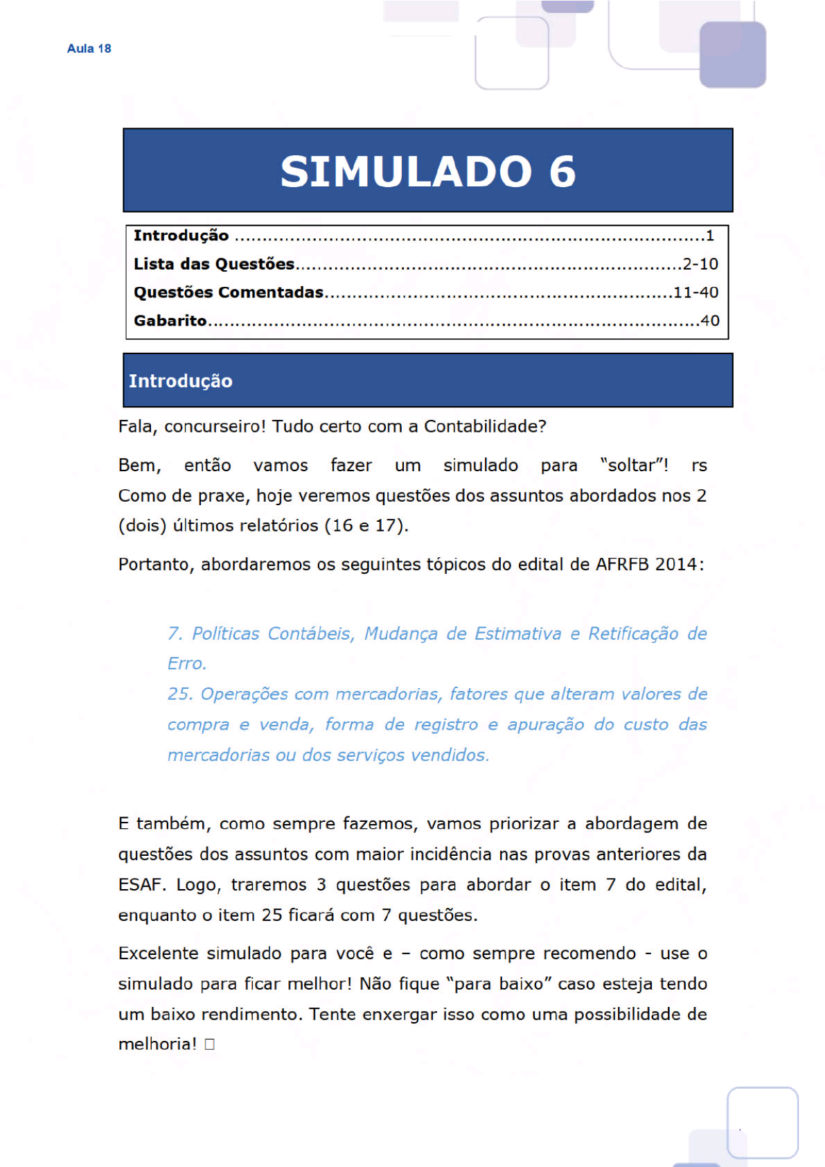 Aula Simulado Vi Aulas E Contabilidade Geral E Avan Ada