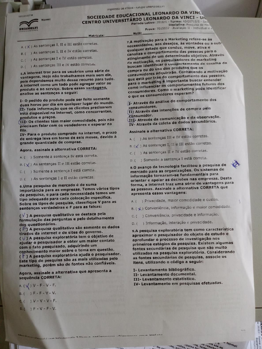 Prova Pesquisa De Mercado Uniasselvi Pesquisa De Mercado