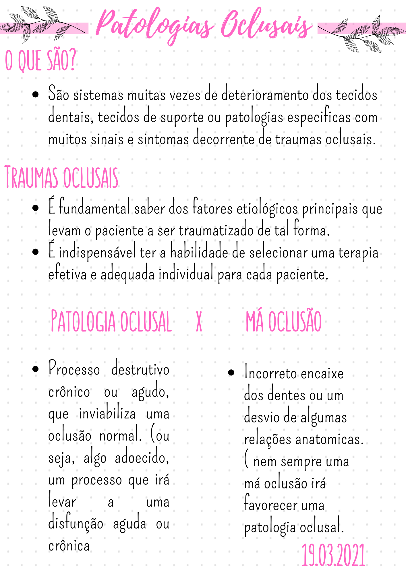 Patologia oclusal Mapa mental conceitual introdutivo Oclusão