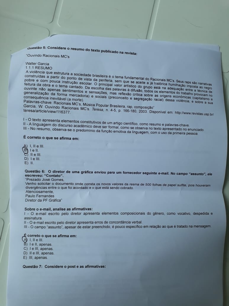 prova unip Comunicação e Expressão