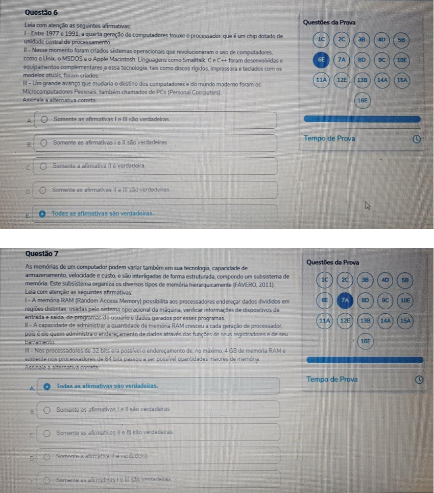 Prova Presencial 1 Chamada Arquitetura e Organização de