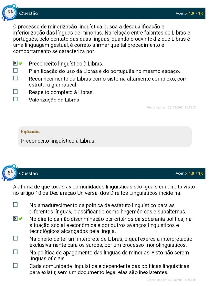 Simulado Tópicos em libras Surdez e Inclusão Tópicos em Libras