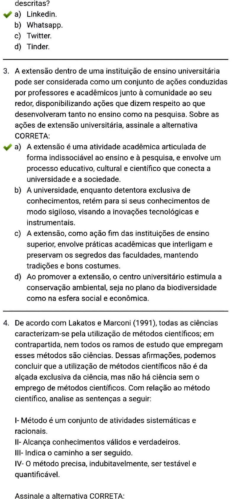 Prova Objetiva Final Perspectivas Profissionais Uniasselvi