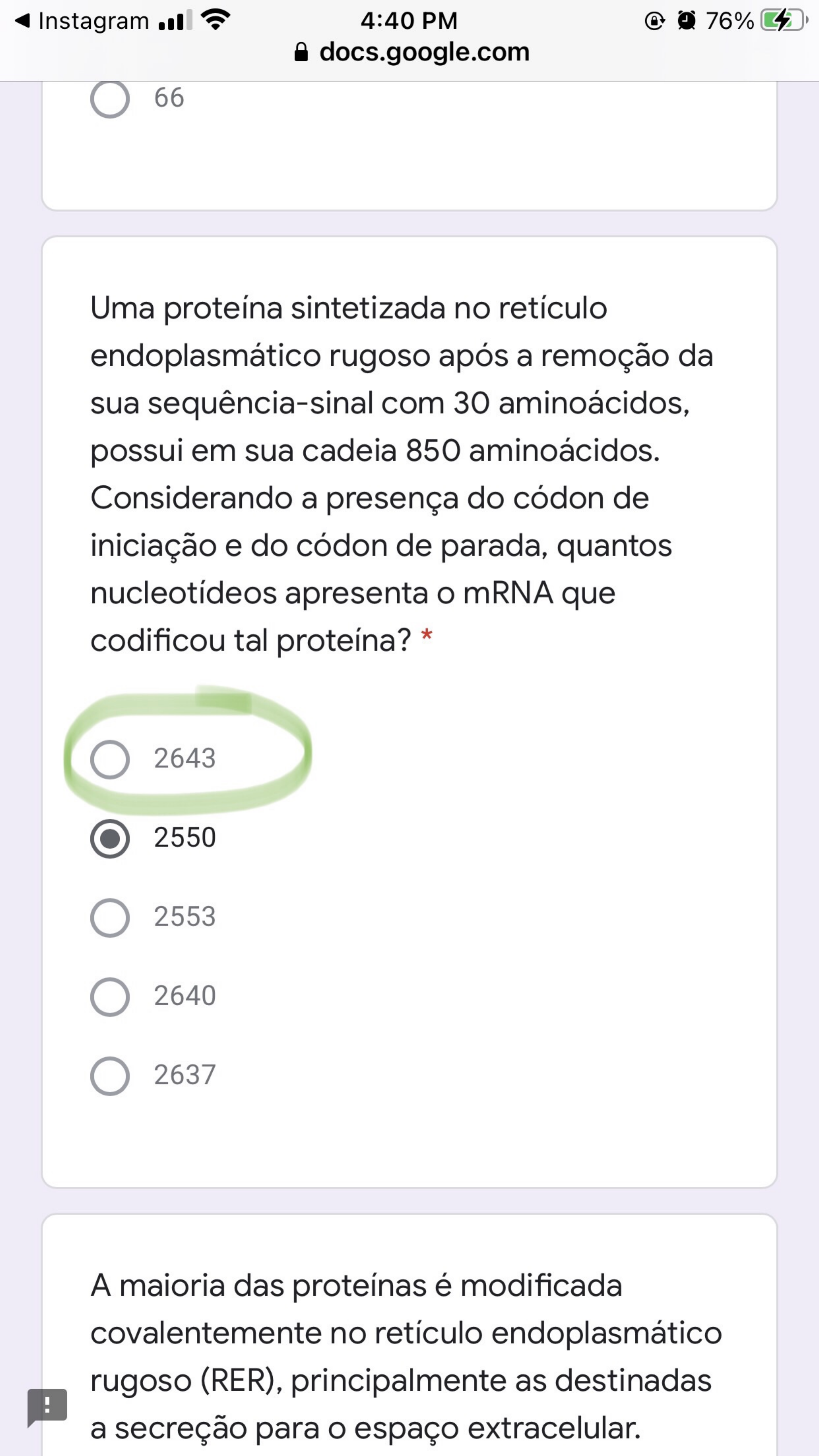 Terceira Prova Gabaritada Biologia Celular