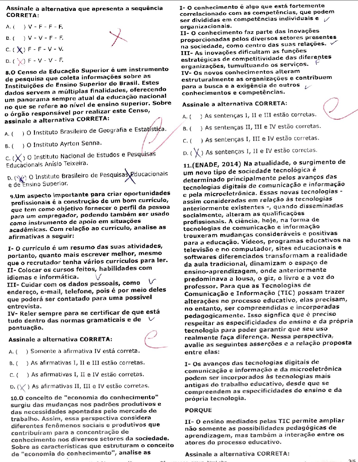 Gabarito Prova Perspectivas Profissionais Uniasselvi Revoeduca