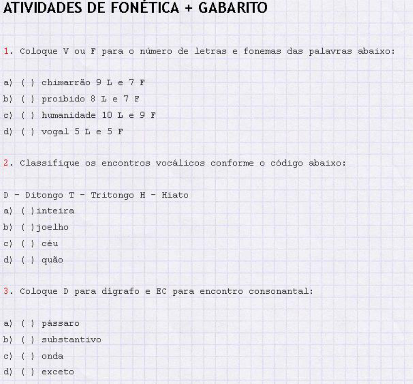 Exerc Cios Fon Tica E Fonologia Braincp