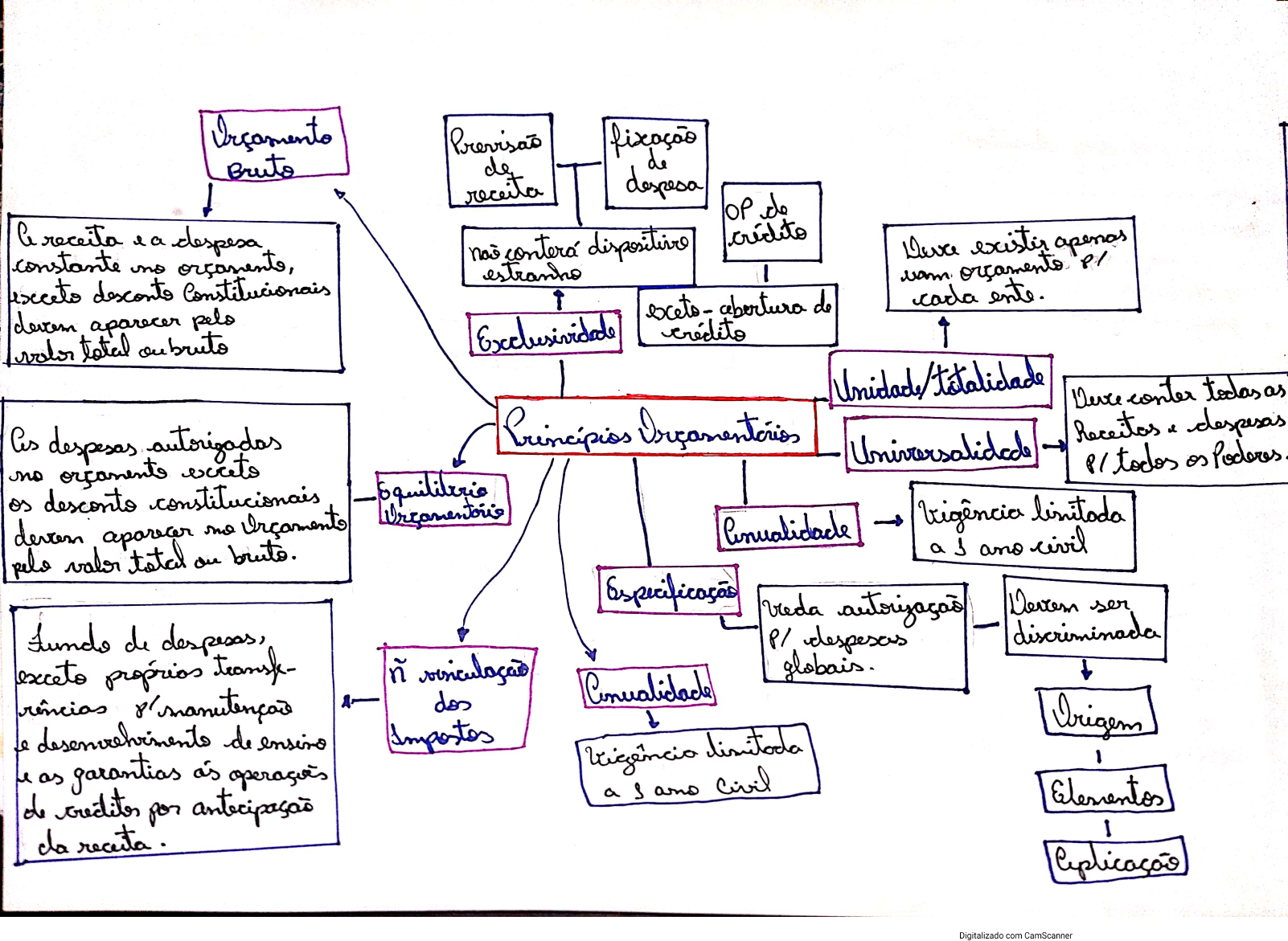 MAPA MENTAL princípios orçamentários Direito Financeiro