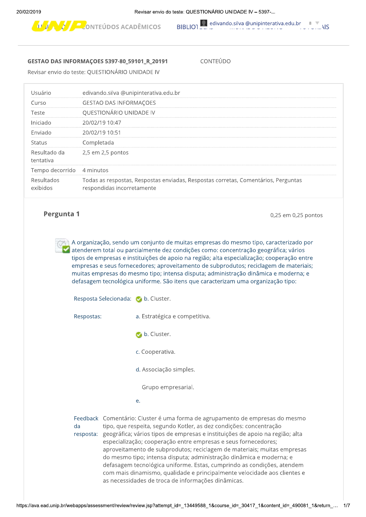 Question Rio Unid Gest O Das Informa Es Unip