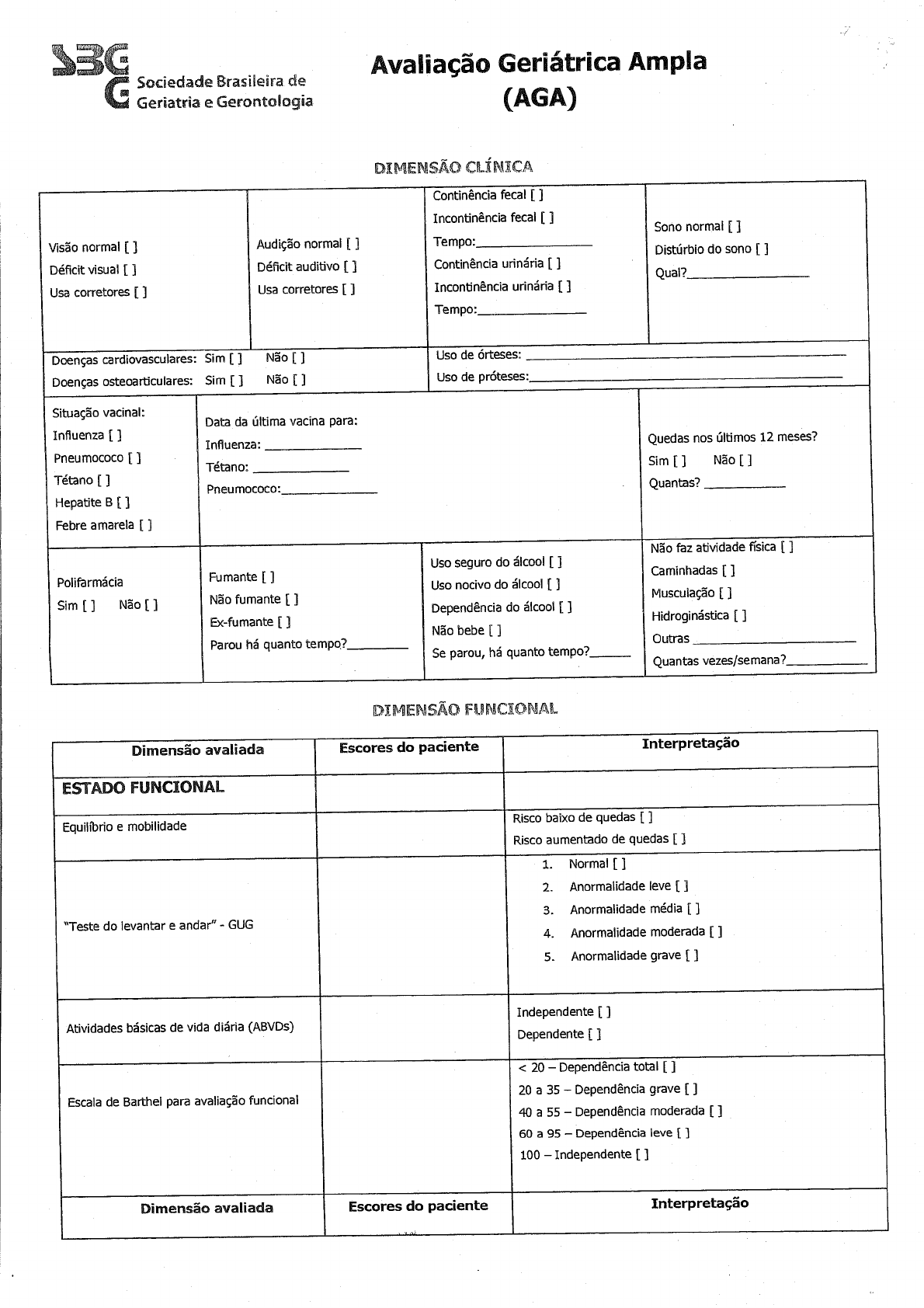 Avaliação Geriatrica Ampla Gerontologia