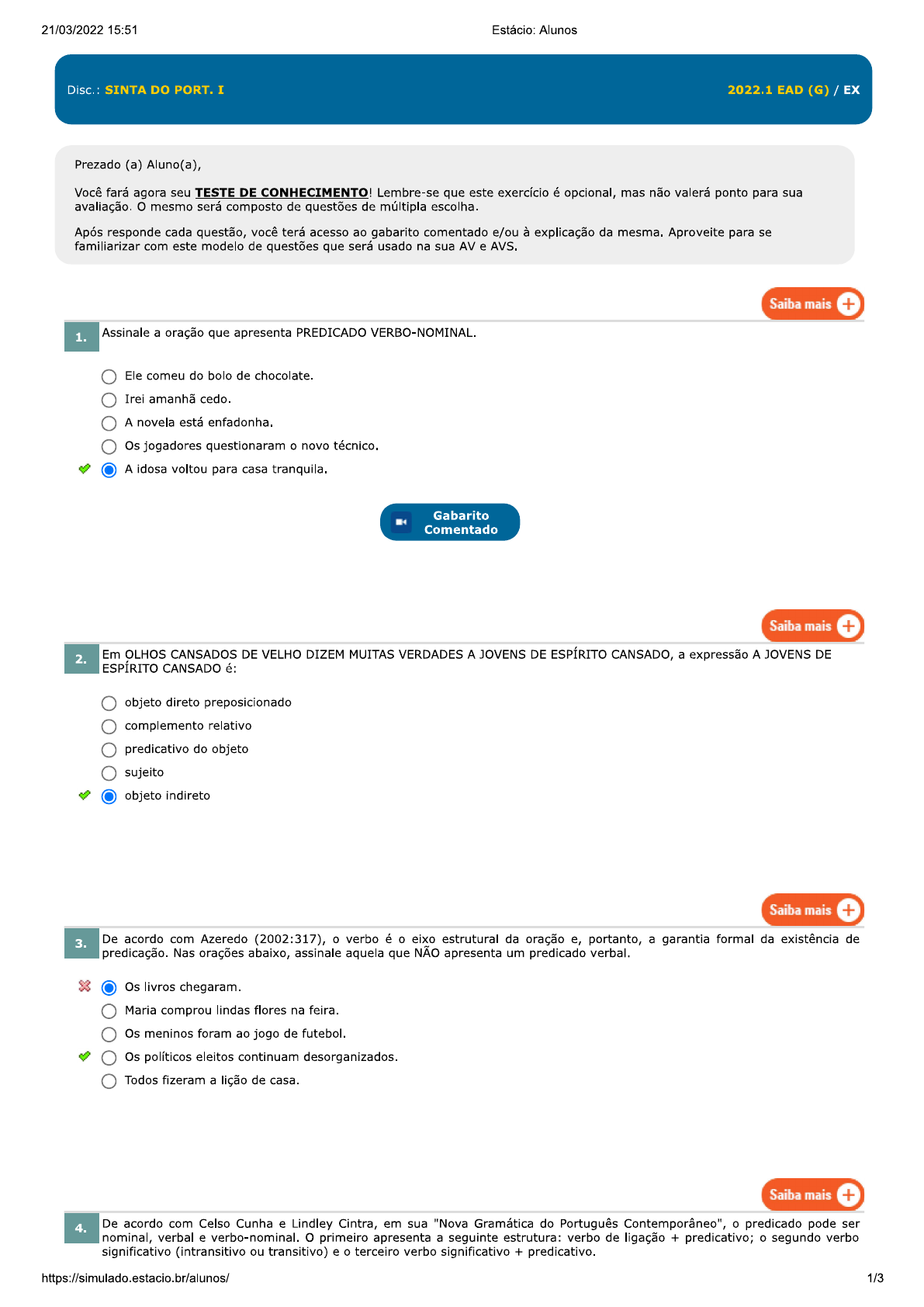 Exerc Aula Sintaxe Do Portugu S I