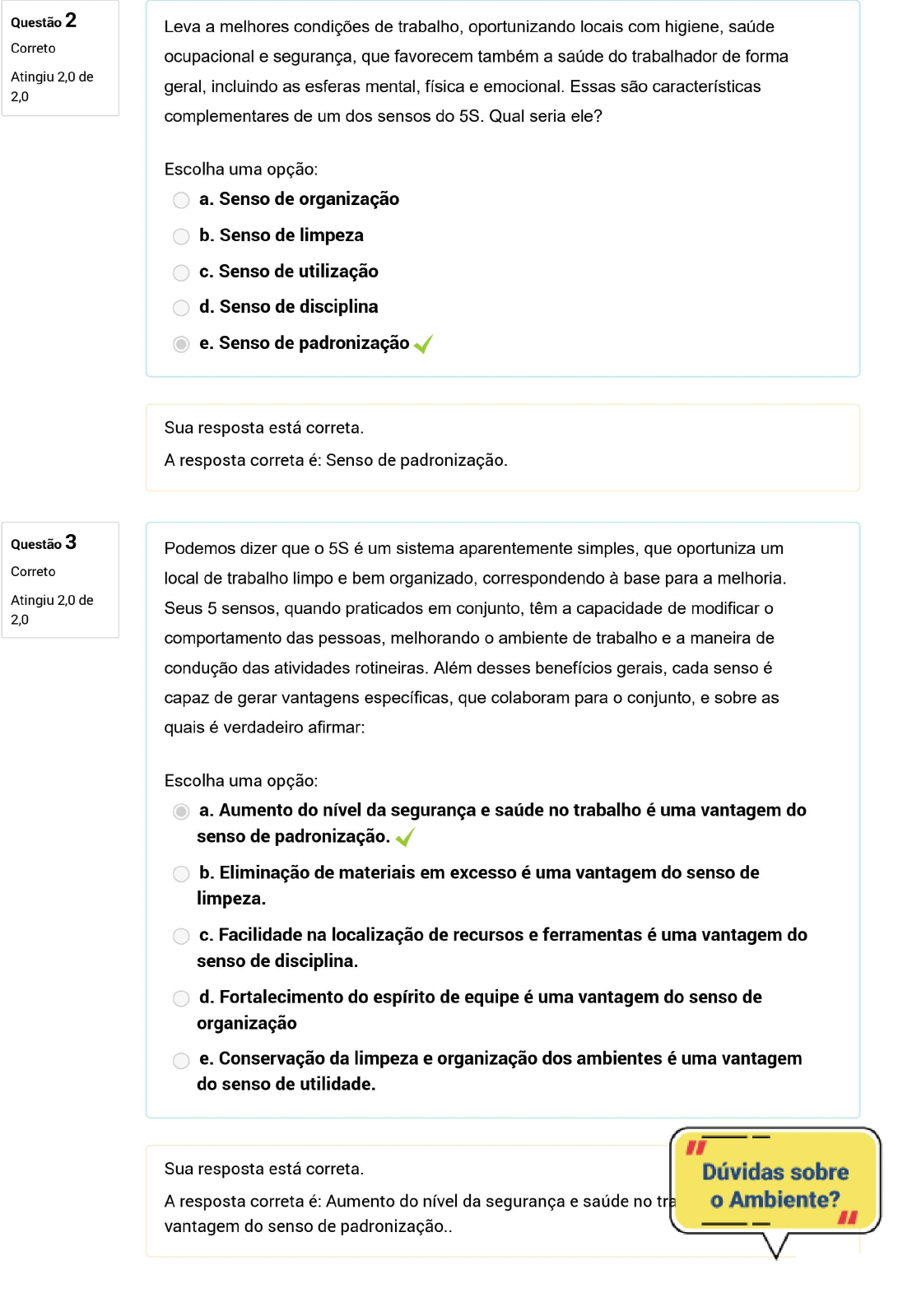 Exercício de Fixação 5S Curso Técnico em Segurança do Trabalho