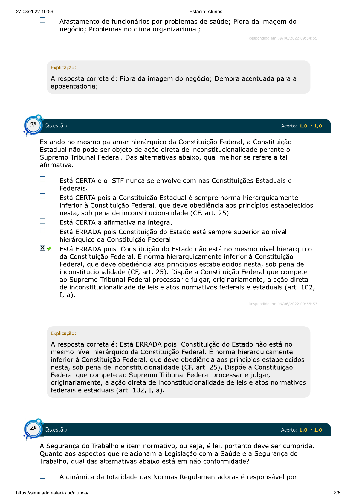 LEGISLACAO E NORMA TECNICA EM SEG DO TRABALHO SIMULADO Legislação e