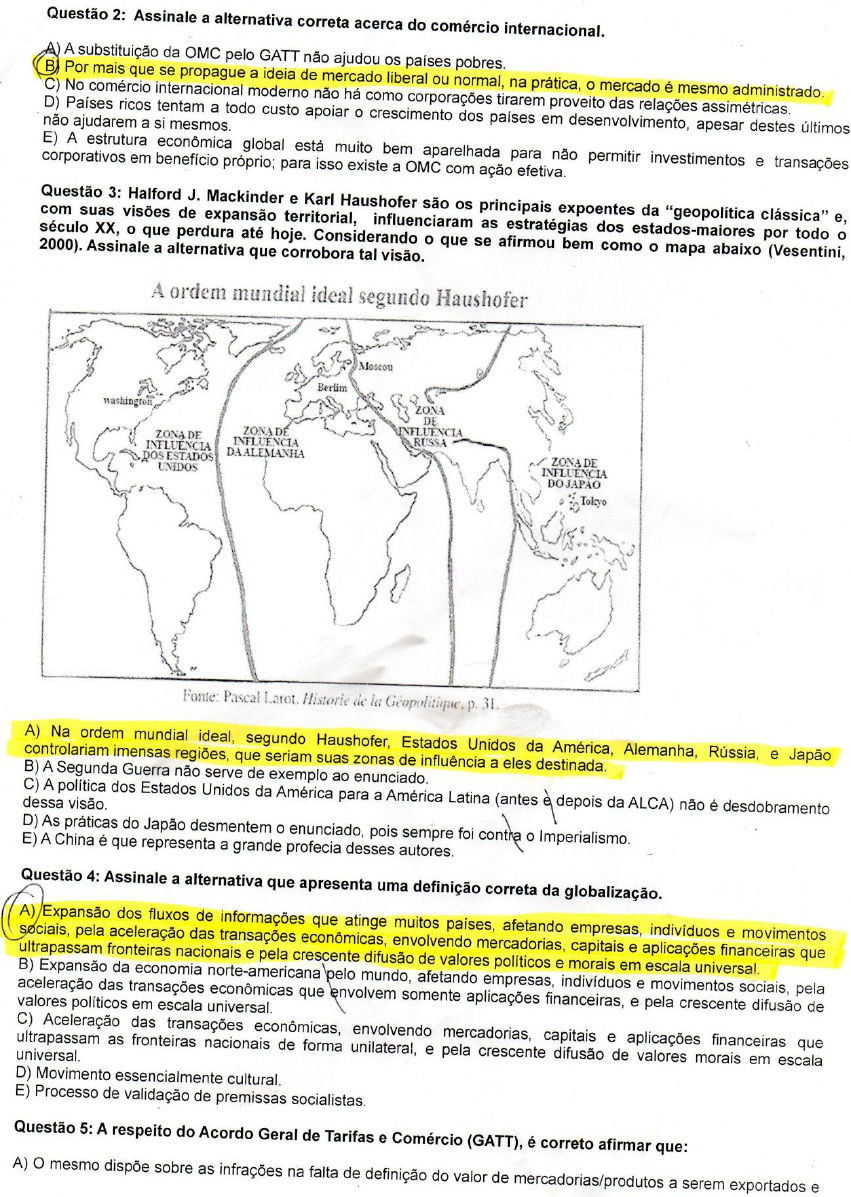 Prova Geopol Tica Regionaliza O E Integra O Geopol Tica