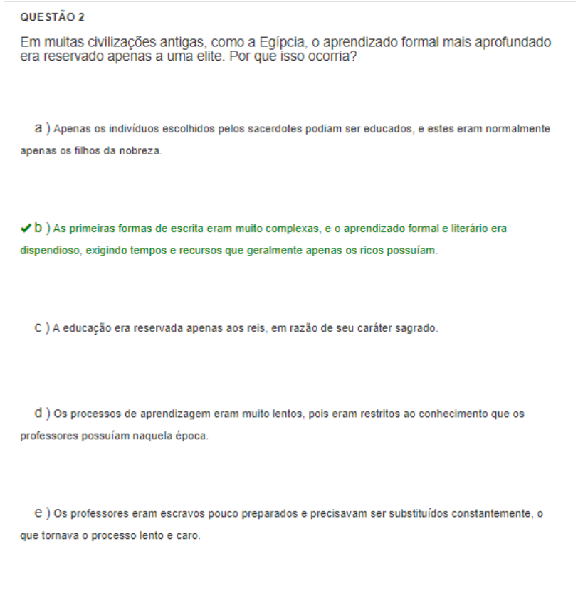 PROVA ONLINE 100749 HISTORIA DA EDUCAÇÃO História da Educação I