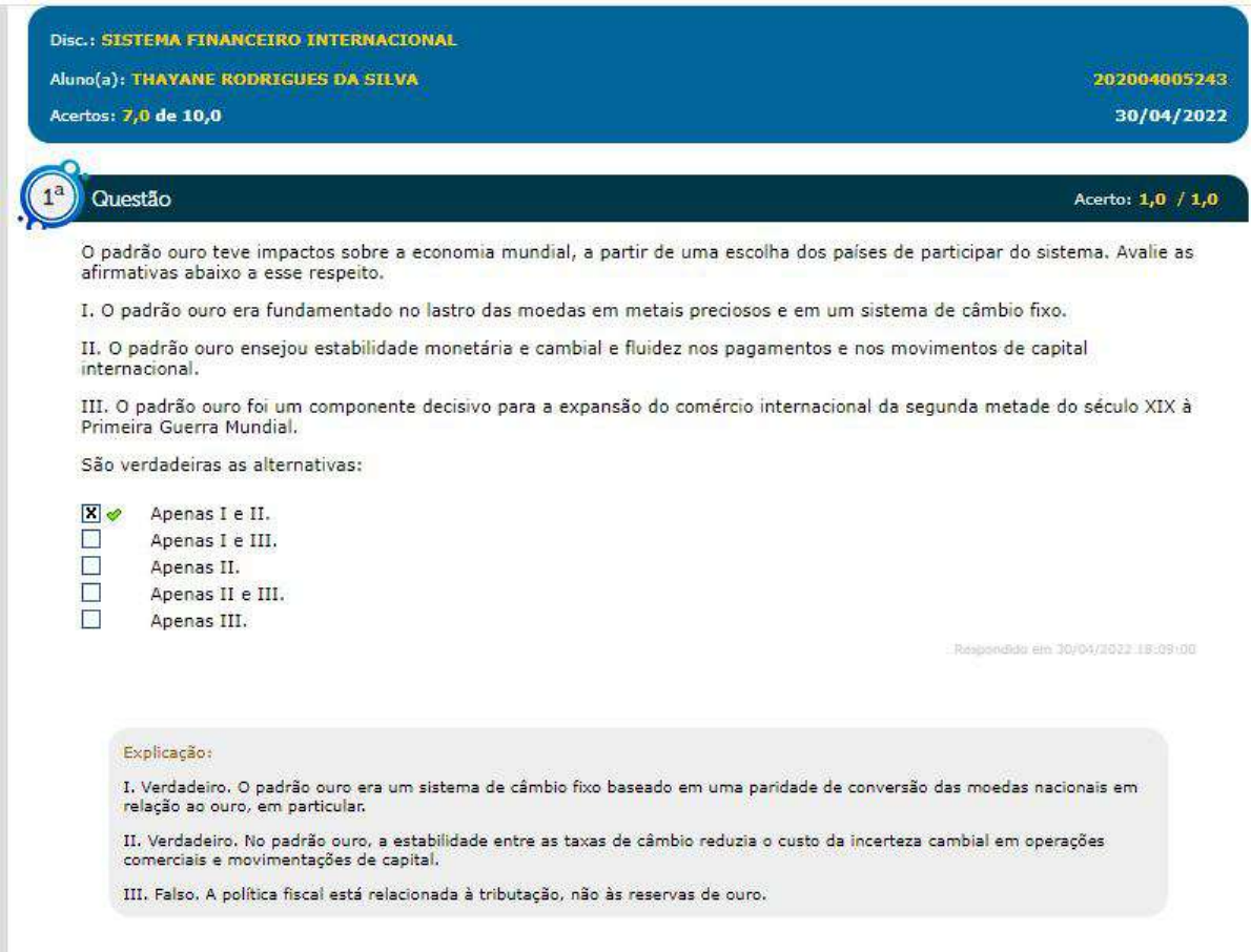 Simulado Sistema Financeiro Internacional Estacio Sistema Financeiro