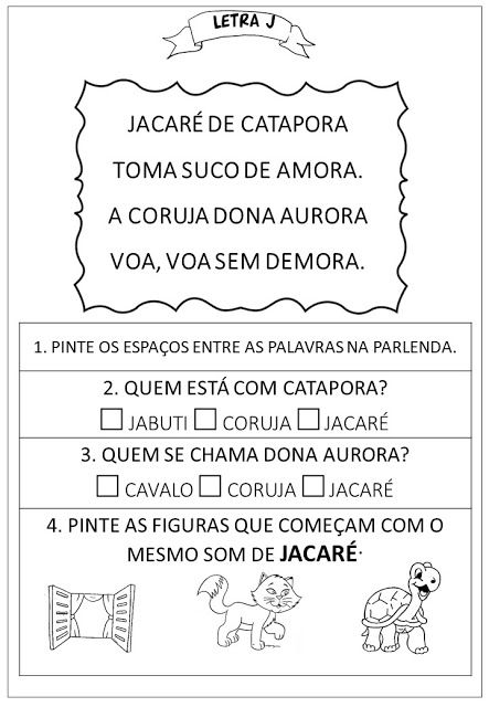 Atividades Letra J Atividades A Letra J Atividades E